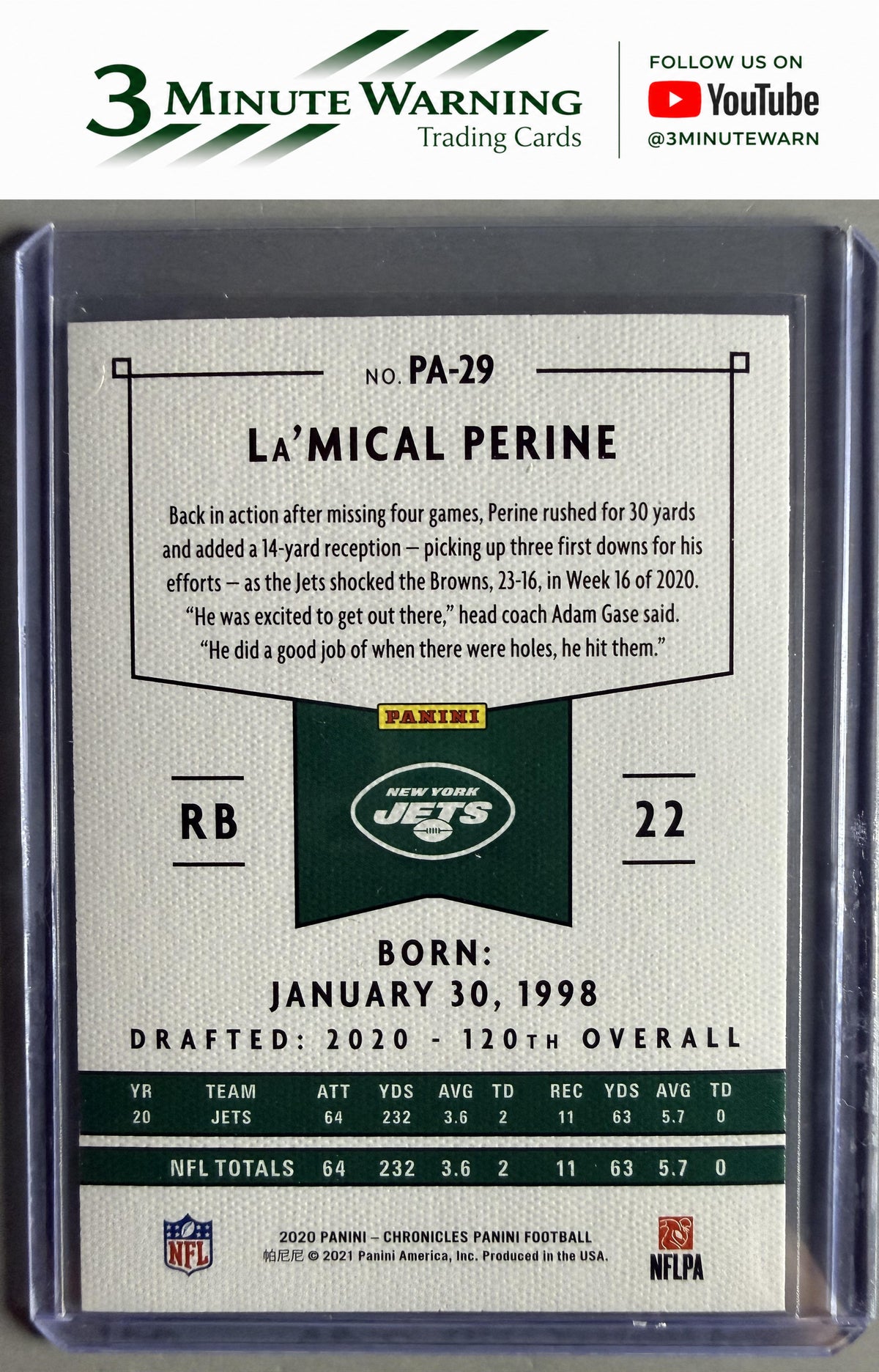 2020 Panini Chronicles #PA-29 La'Mical Perine Panini