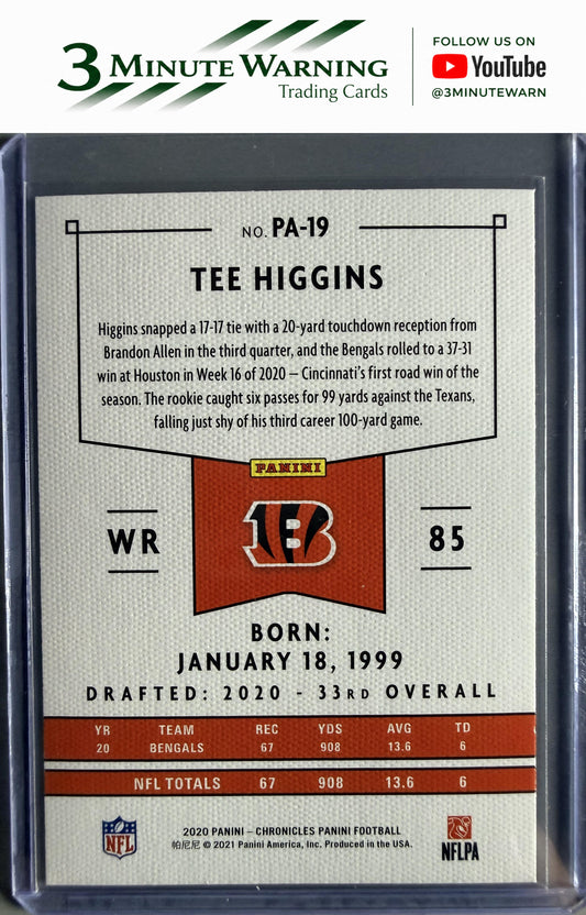 2020 Panini Chronicles #PA-19 Tee Higgins Panini Green