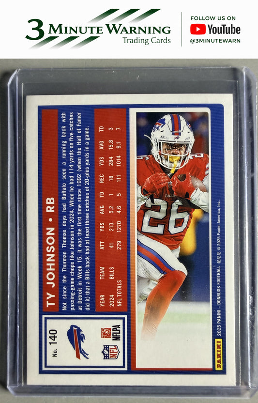 2025 Donruss #140 Ty Johnson Press Proofs Blue