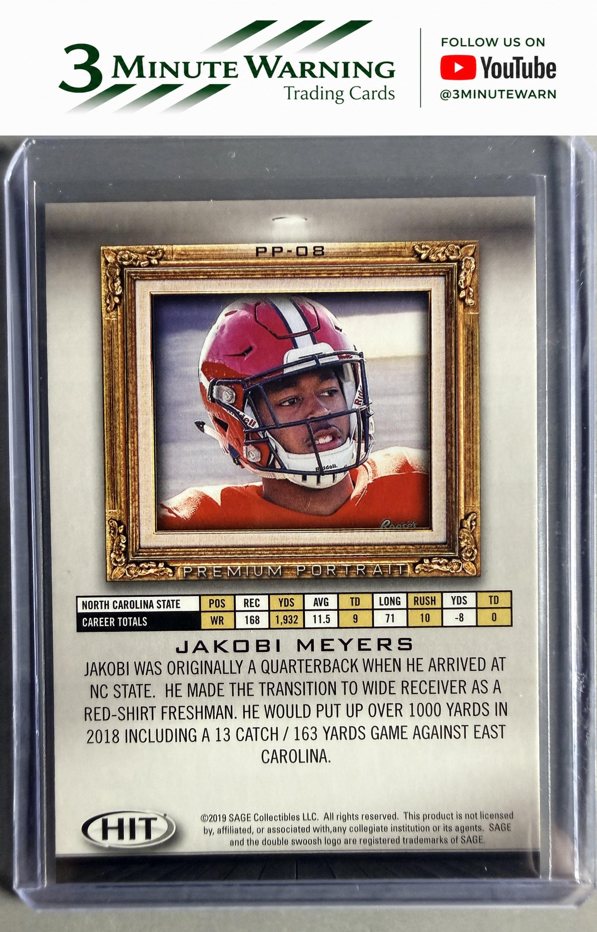 2019 SAGE HIT #PP-08 Jakobi Meyers Premium Portrait