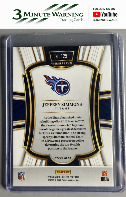 2025 Panini Select #125 Jeffery Simmons Red and Blue Prizm Shock