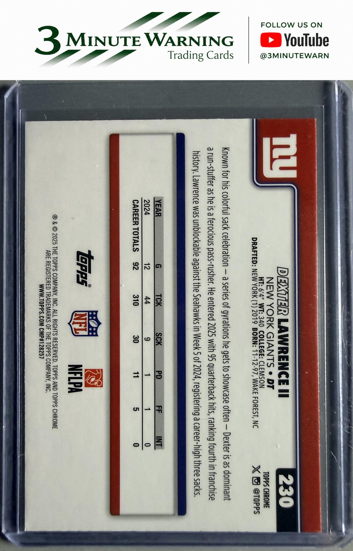 2025 Topps Chrome #230 Dexter Lawrence II X-Fractor