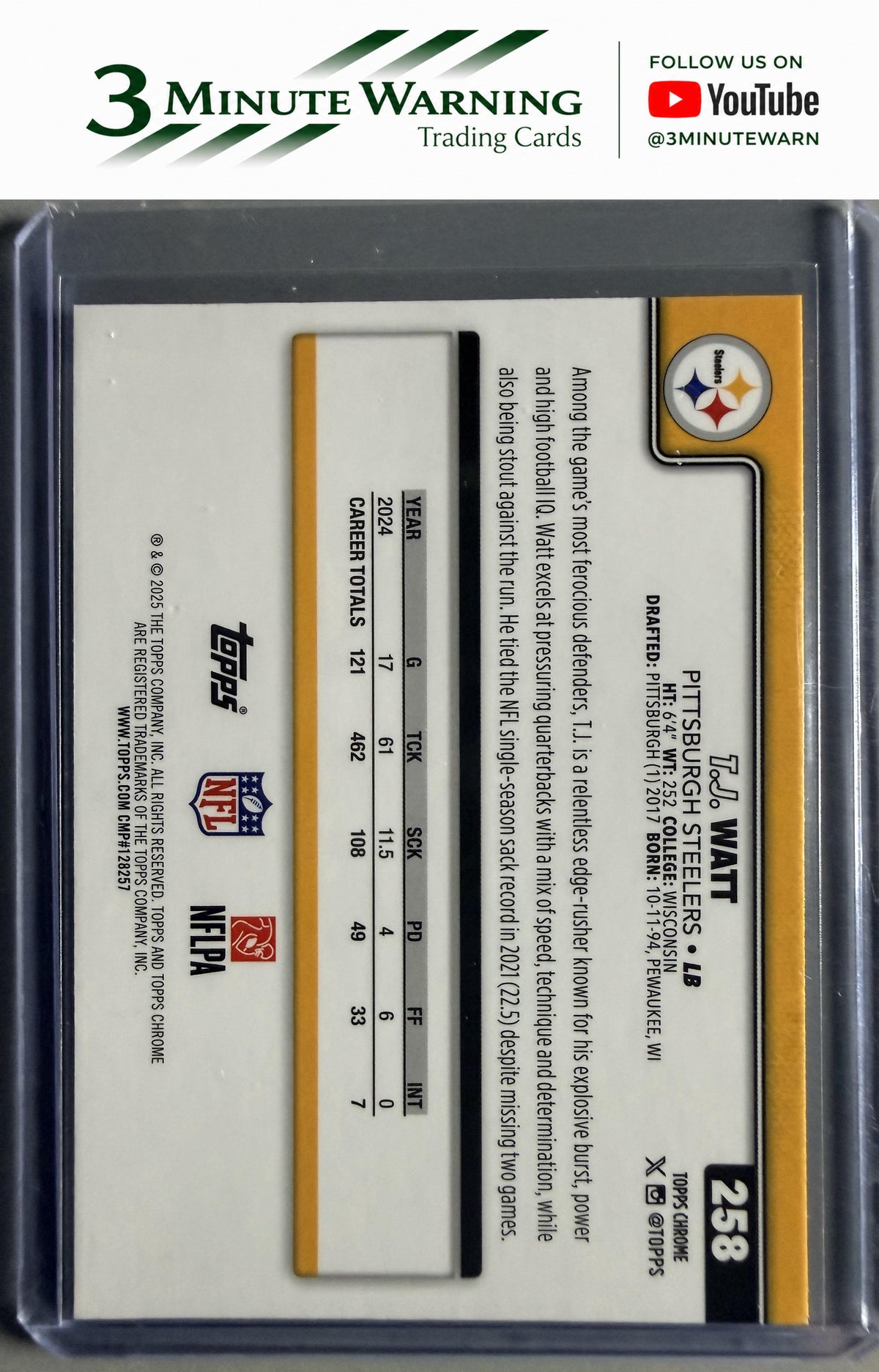 2025 Topps Chrome #258 T.J. Watt