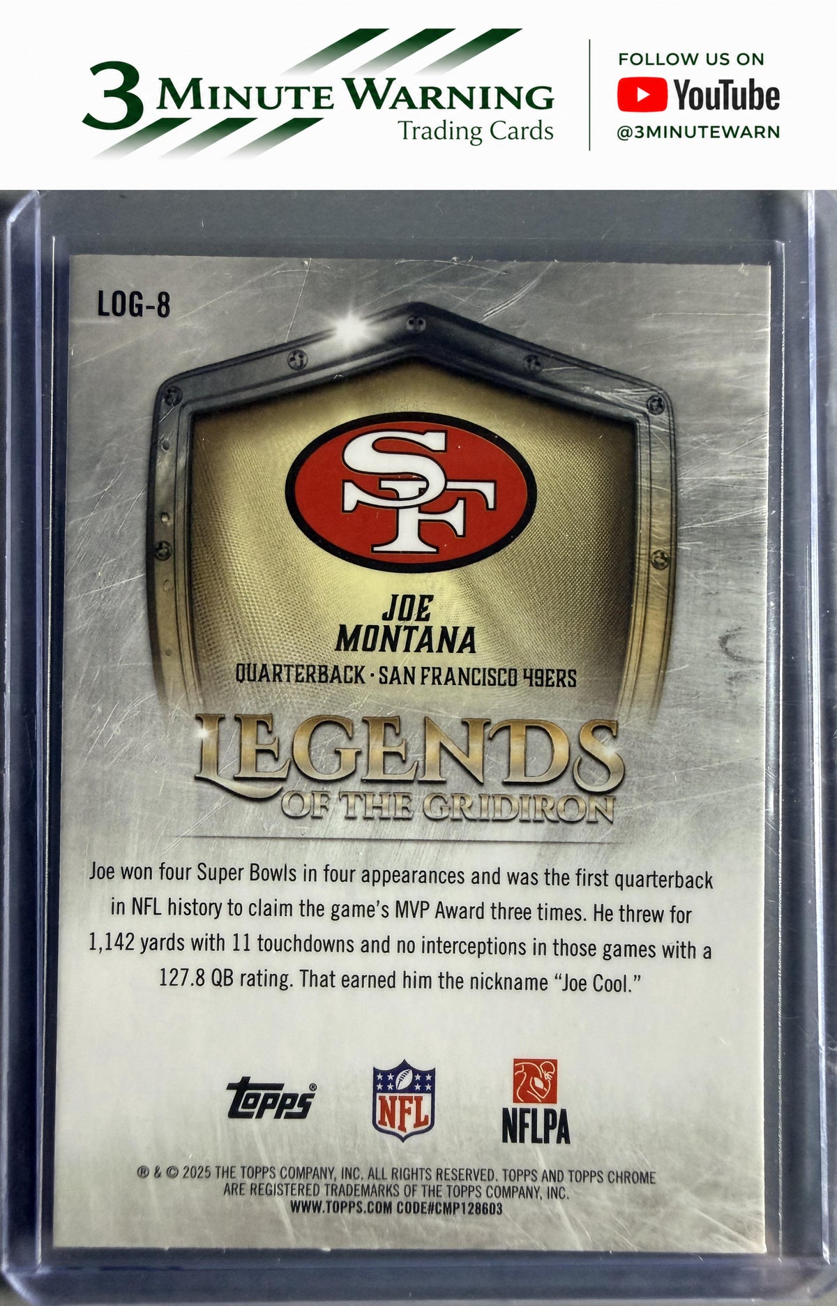 2025 Topps Chrome #LOG-8 Joe Montana Legends of the Gridiron