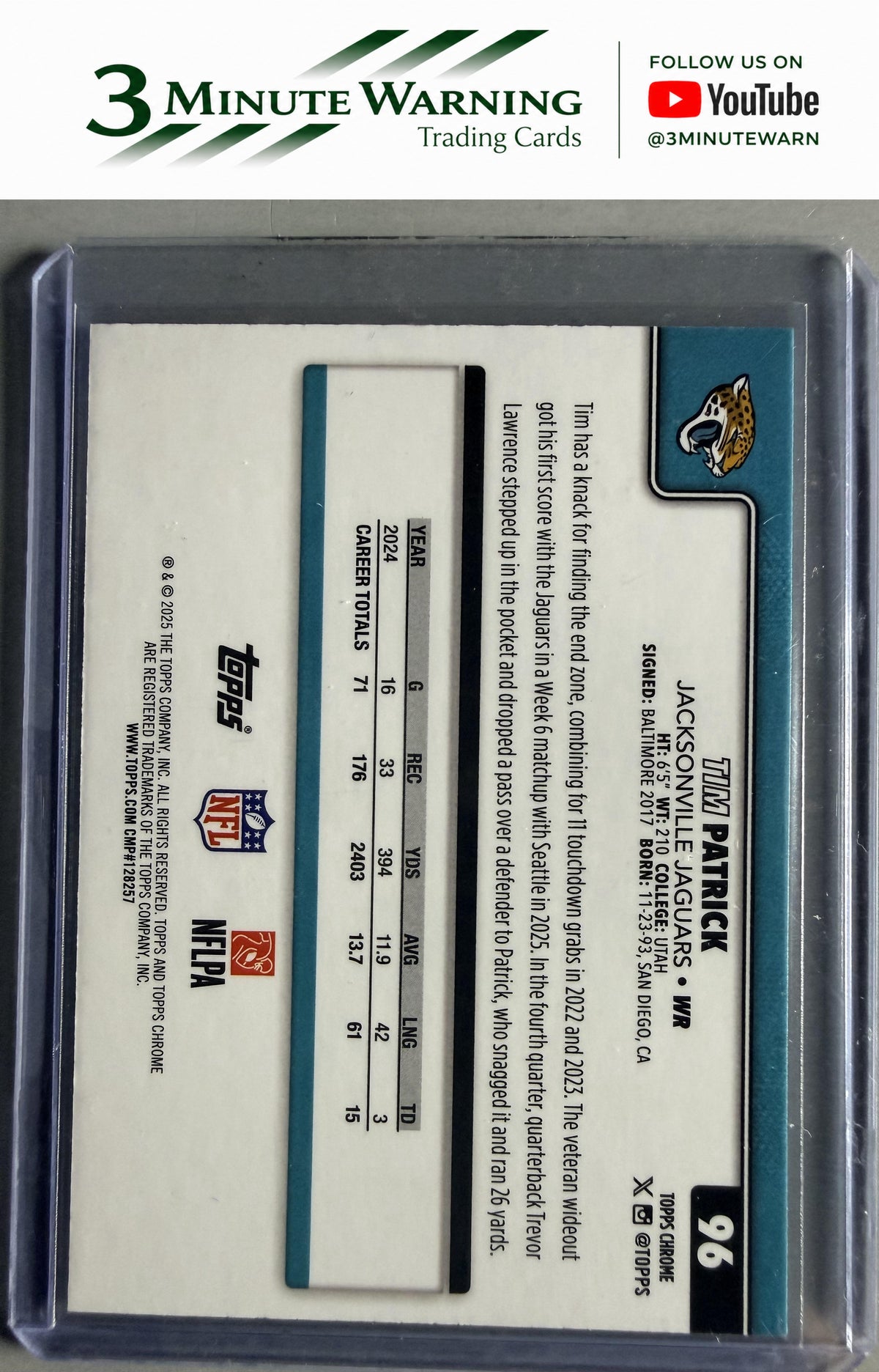 2025 Topps Chrome #96 Tim Patrick X-Fractor