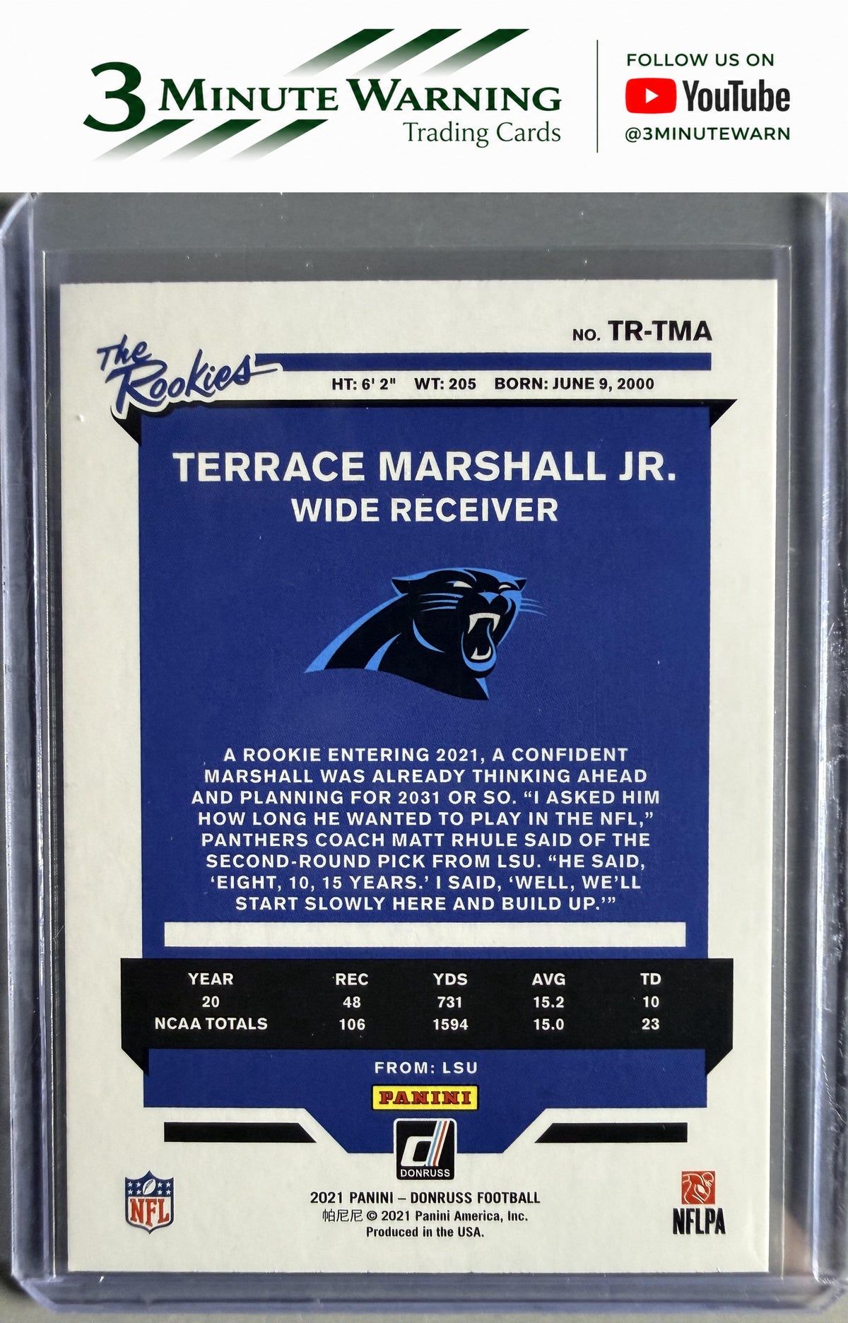 2021 Donruss #TR-TMA Terrace Marshall Jr. The Rookies