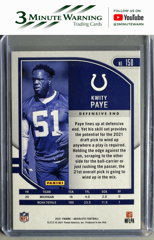2021 Panini Absolute #150 Kwity Paye Retail