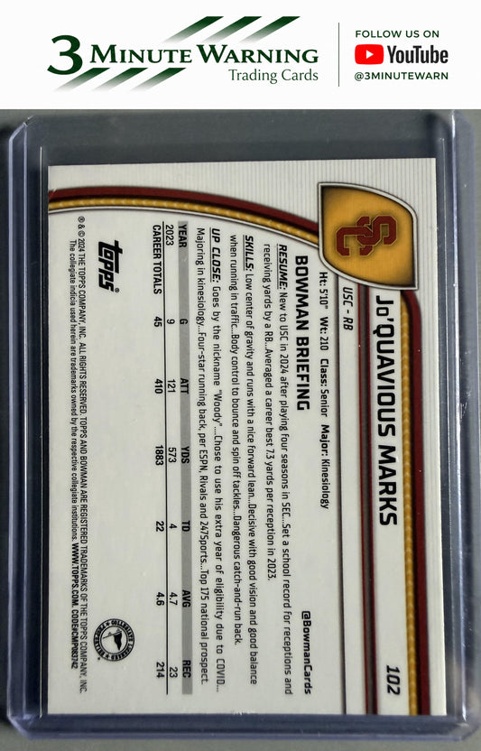2024 Bowman University Chrome #102 Jo'Quavious Marks