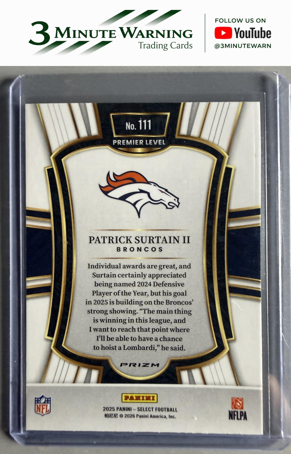 2025 Panini Select #111 Patrick Surtain II Red and Blue Prizm Shock