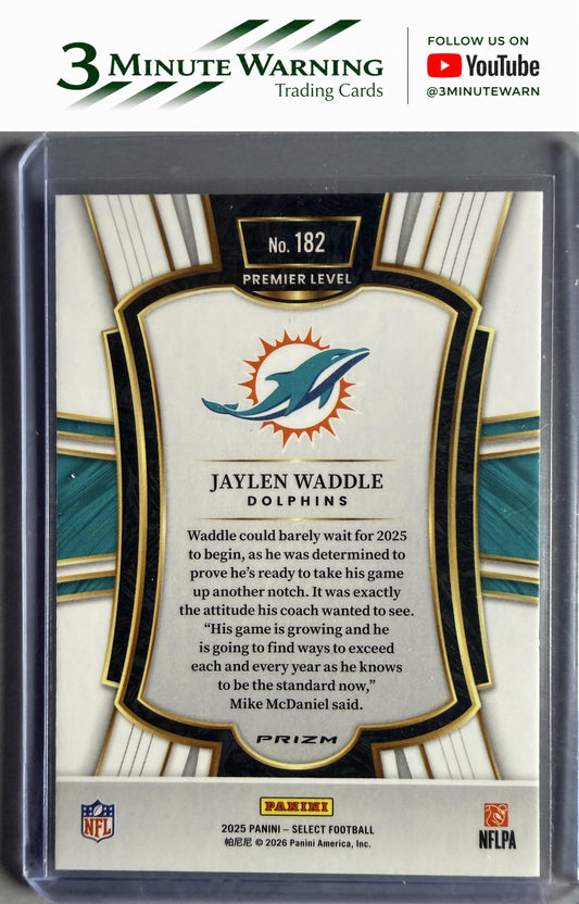 2025 Panini Select #182 Jaylen Waddle Red and Blue Prizm Shock