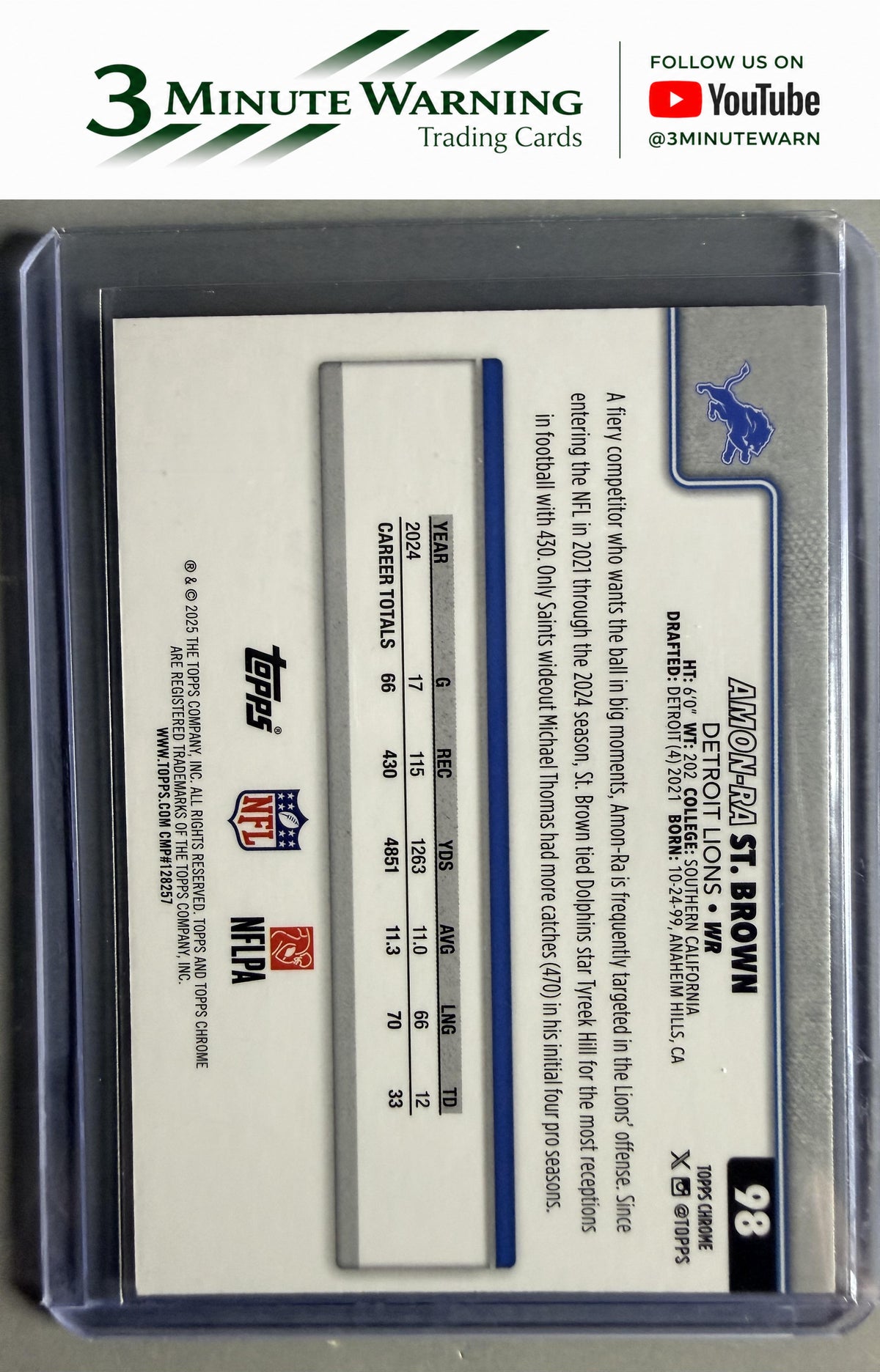 2025 Topps Chrome #98 Amon-Ra St. Brown
