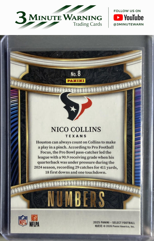 2025 Panini Select #8 Nico Collins Select Numbers