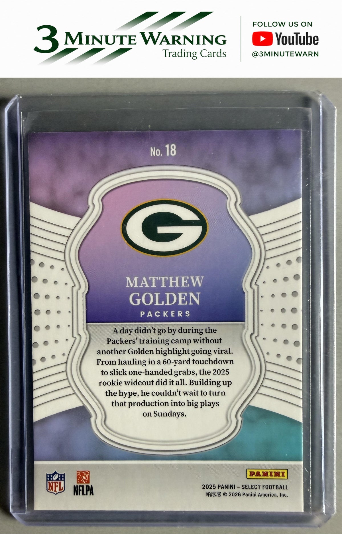2025 Panini Select #18 Matthew Golden Select Certified Rookies