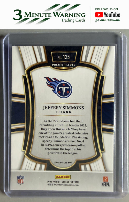 2025 Panini Select #125 Jeffery Simmons Red and Blue Prizm Shock
