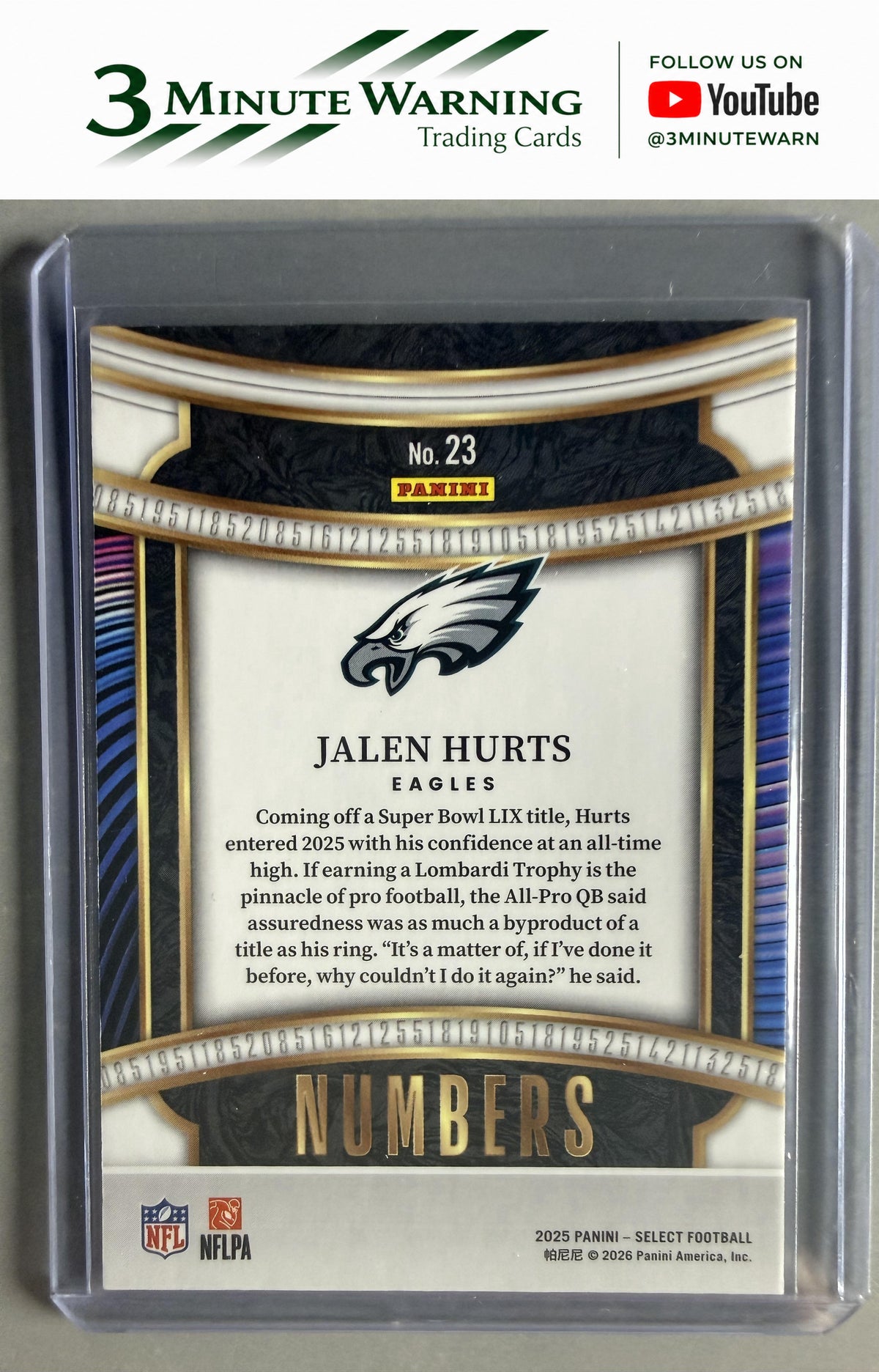 2025 Panini Select #23 Jalen Hurts Select Numbers