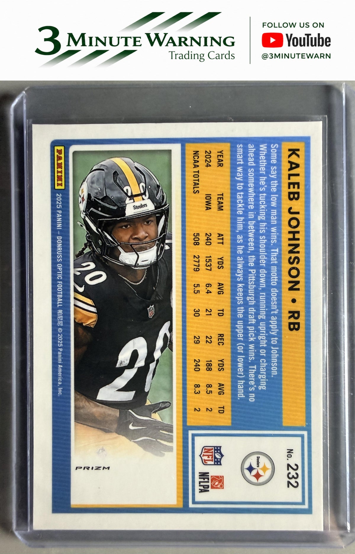 2025 Donruss Optic #232 Kaleb Johnson Purple Shock