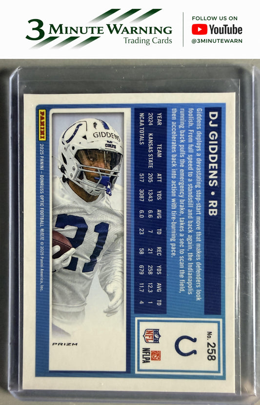 2025 Donruss Optic #258 DJ Giddens Purple Shock