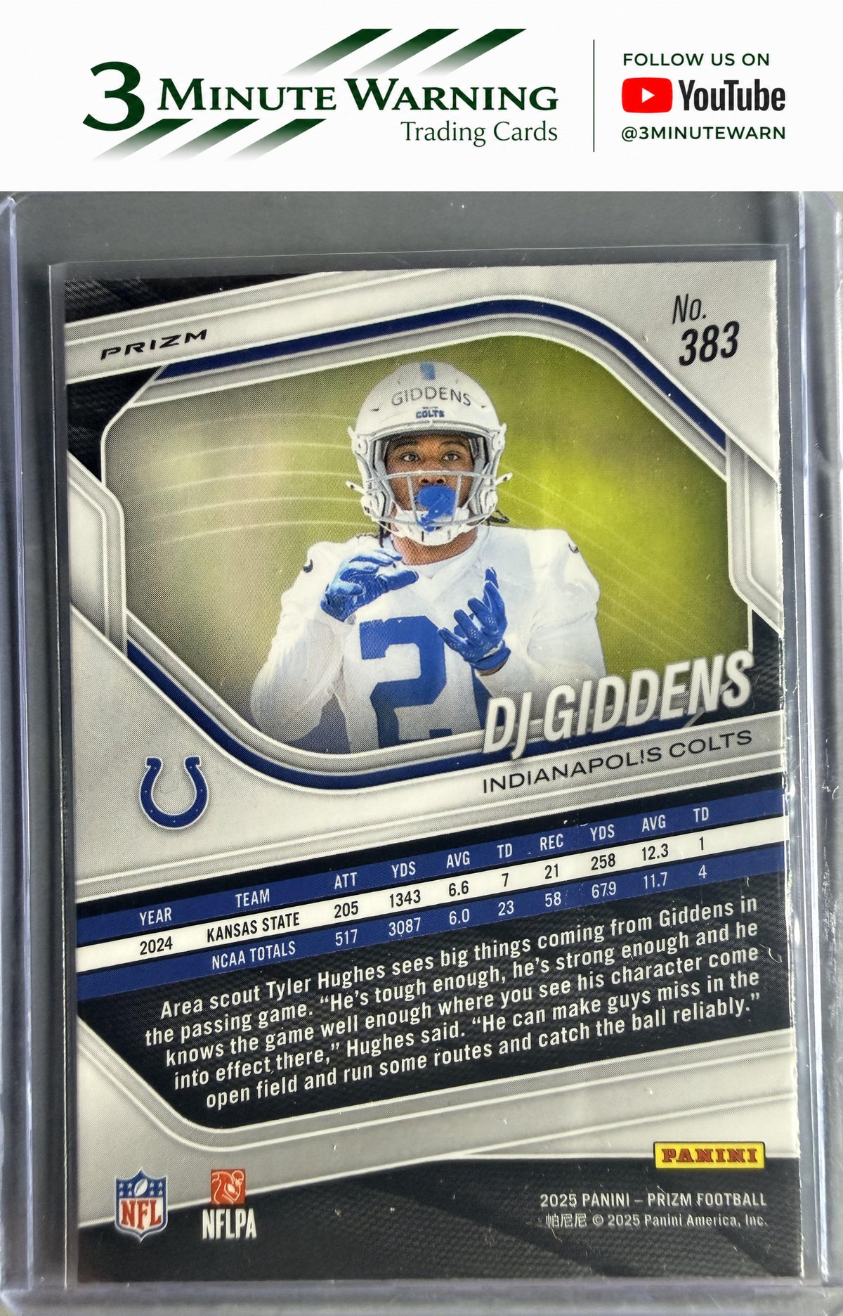 2025 Panini Prizm #383 DJ Giddens Neon Green Pulsar