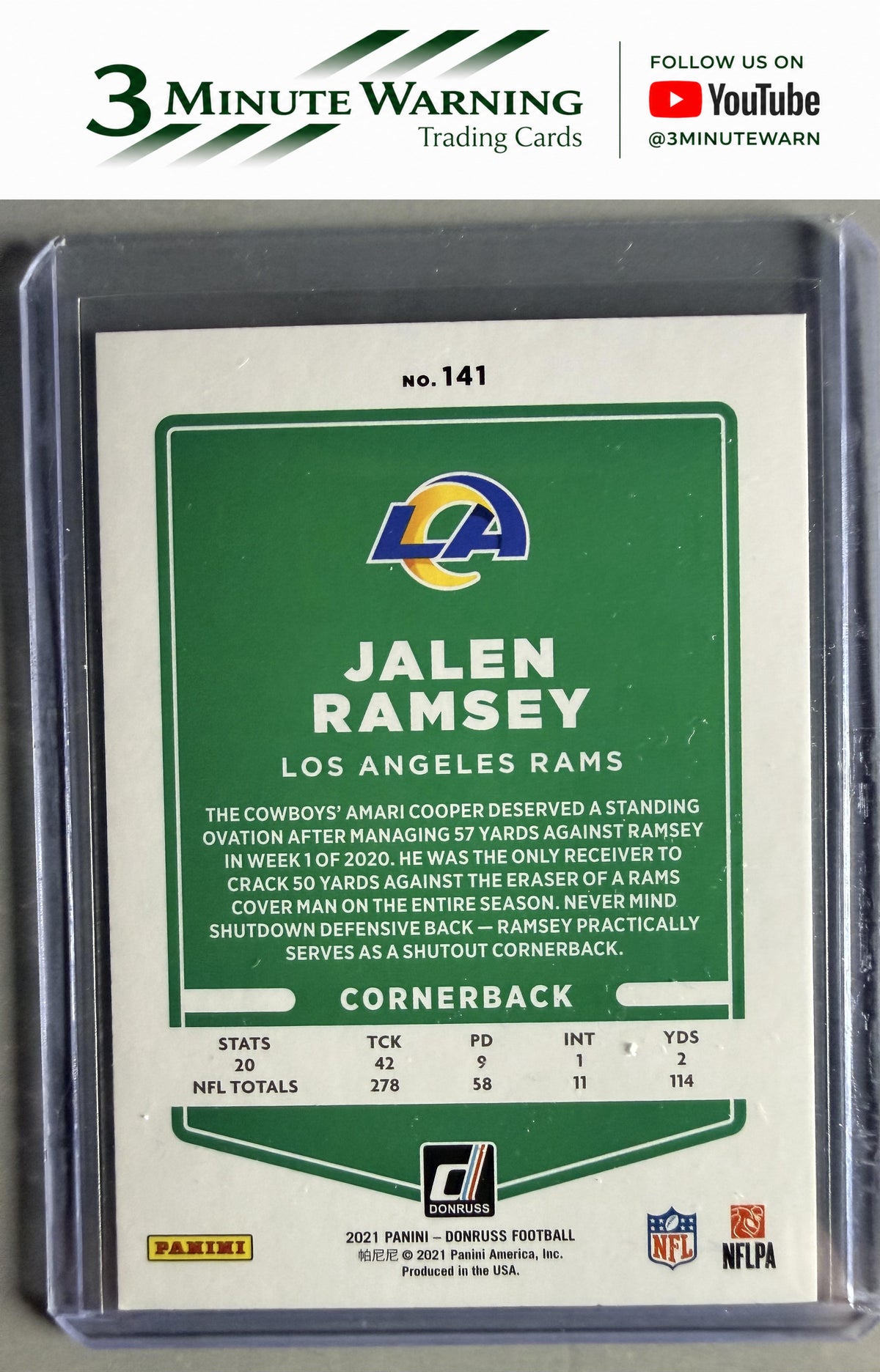 2021 Donruss #141 Jalen Ramsey Press Proof Red No Helmet