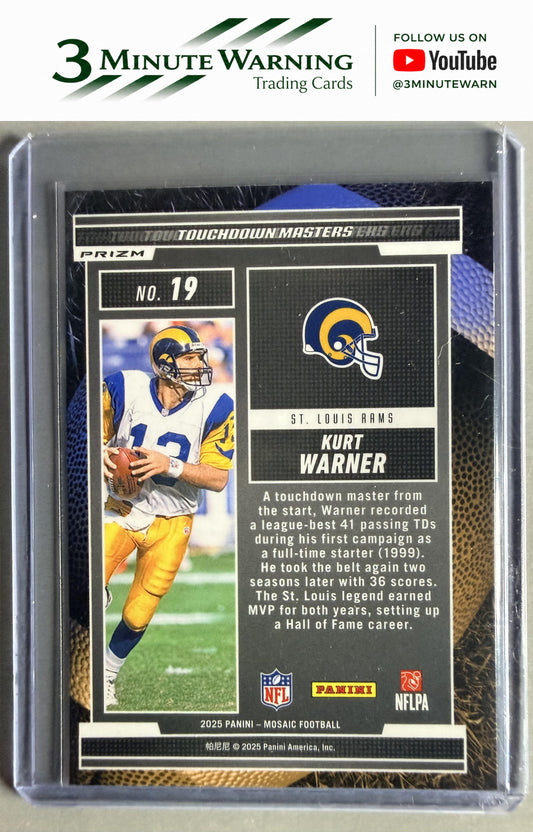 2025 Panini Mosaic #19 Kurt Warner Touchdown Masters Mosaic Green