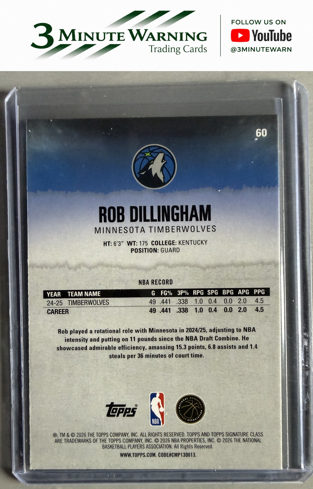2025-26 Topps Signature Class #60 Rob Dillingham Chrome Pandora Refractor
