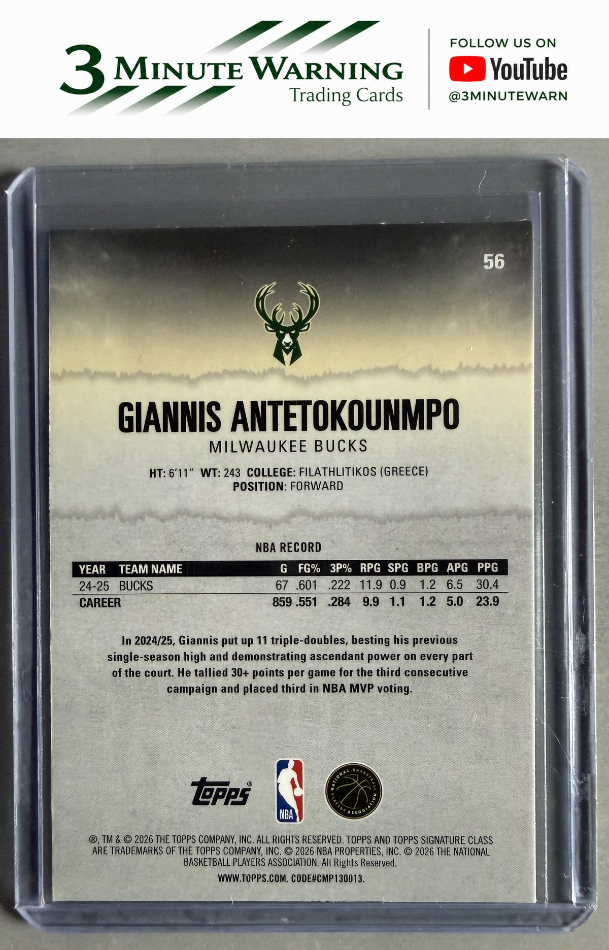 2025-26 Topps Signature Class #56 Giannis Antetokounmpo Chrome