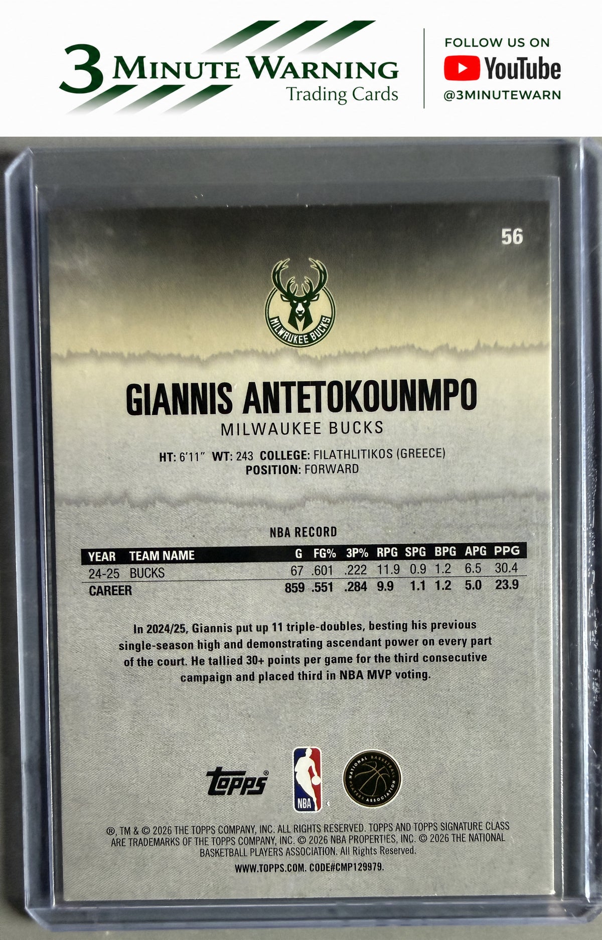 2025-26 Topps Signature Class #56 Giannis Antetokounmpo
