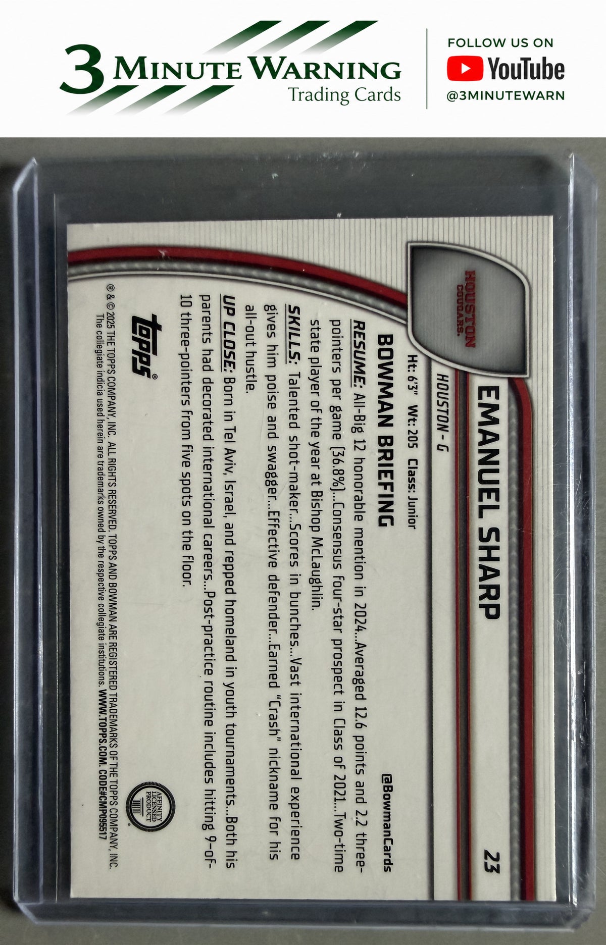 2024-25 Bowman University Chrome #23 Emanuel Sharp