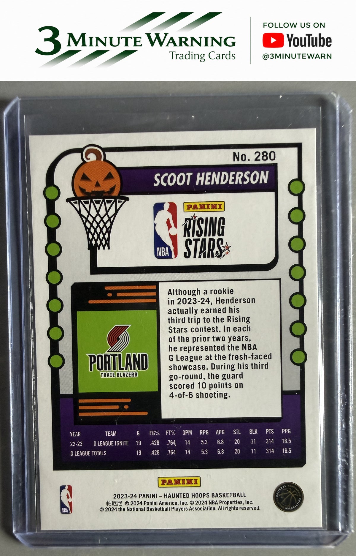 2023-24 Hoops Haunted Hoops #280 Scoot Henderson Orange