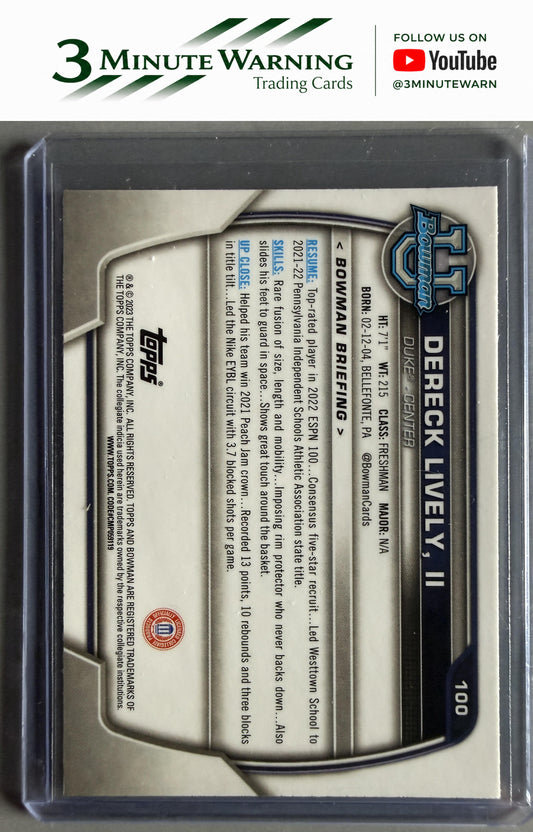 2022-23 Bowman University Chrome #100 Dereck Lively II