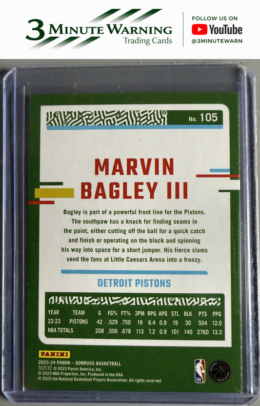 2023-24 Donruss #105 Marvin Bagley III Green Laser Holo