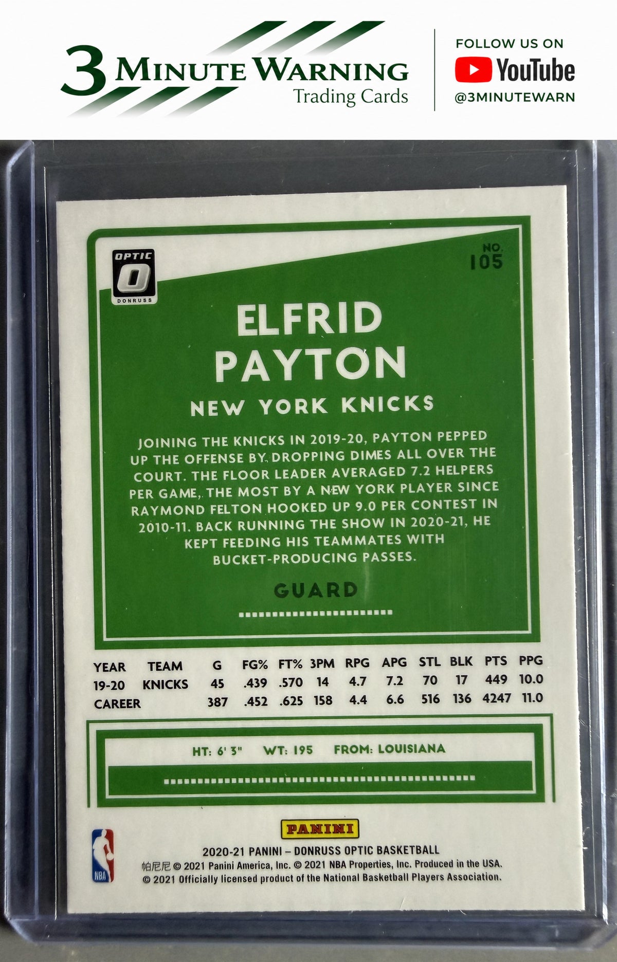 2020-21 Donruss Optic #105 Elfrid Payton