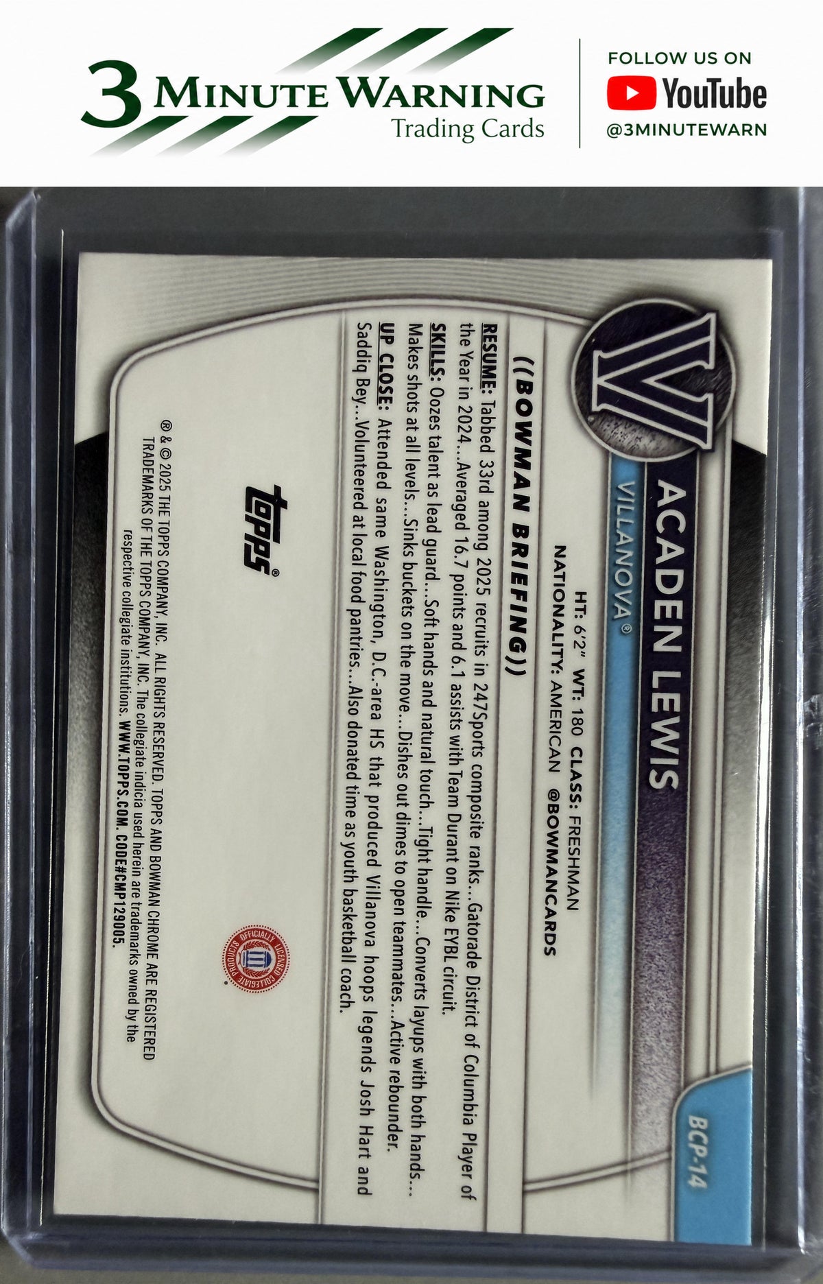 2025-26 Bowman #BCP-14 Acaden Lewis Chrome Prospects