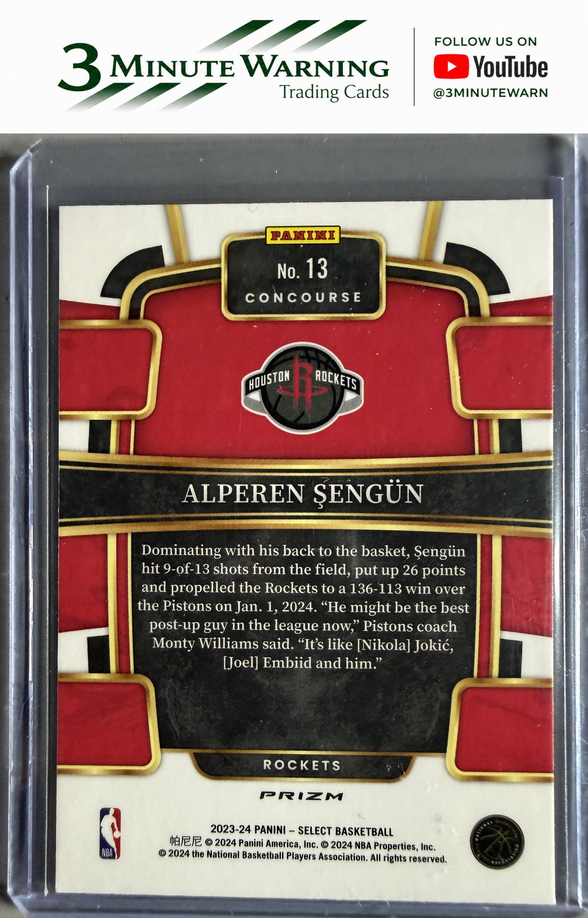 2023-24 Panini Select #13 Alperen Sengun Orange Tectonic Prizm