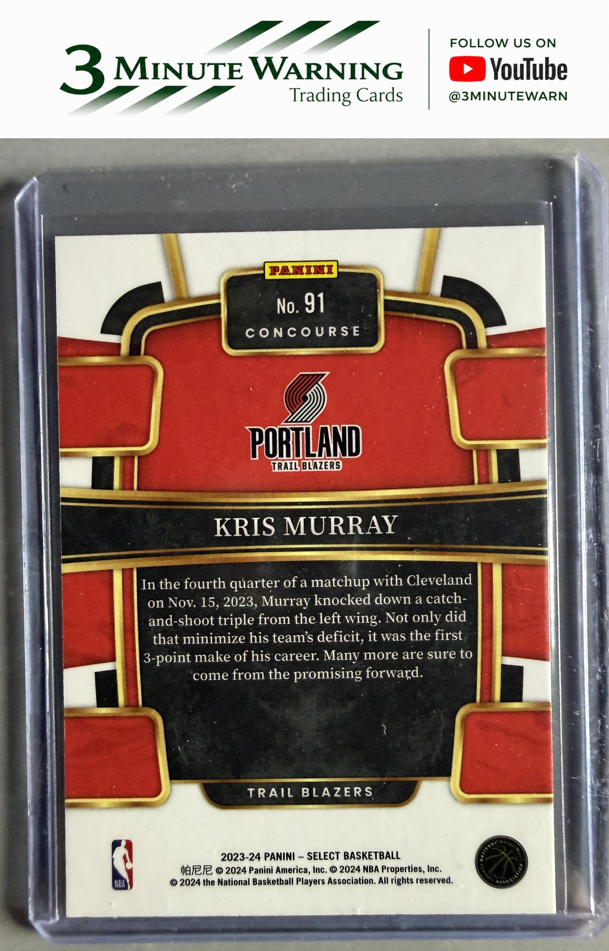 2023-24 Panini Select #91 Kris Murray Blue (Retail Base)