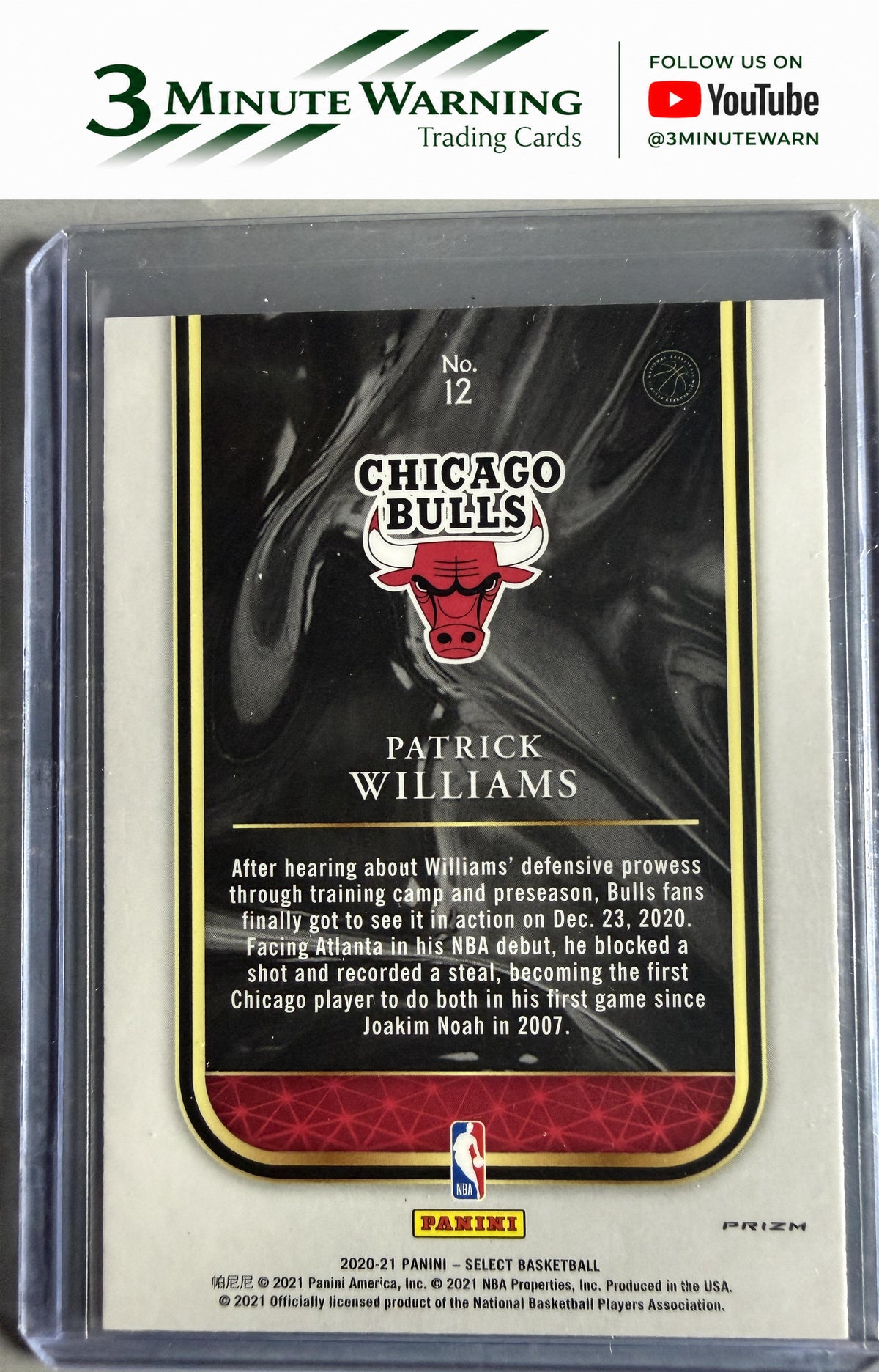 2020-21 Panini Select #12 Patrick Williams Rookie Selections Blue