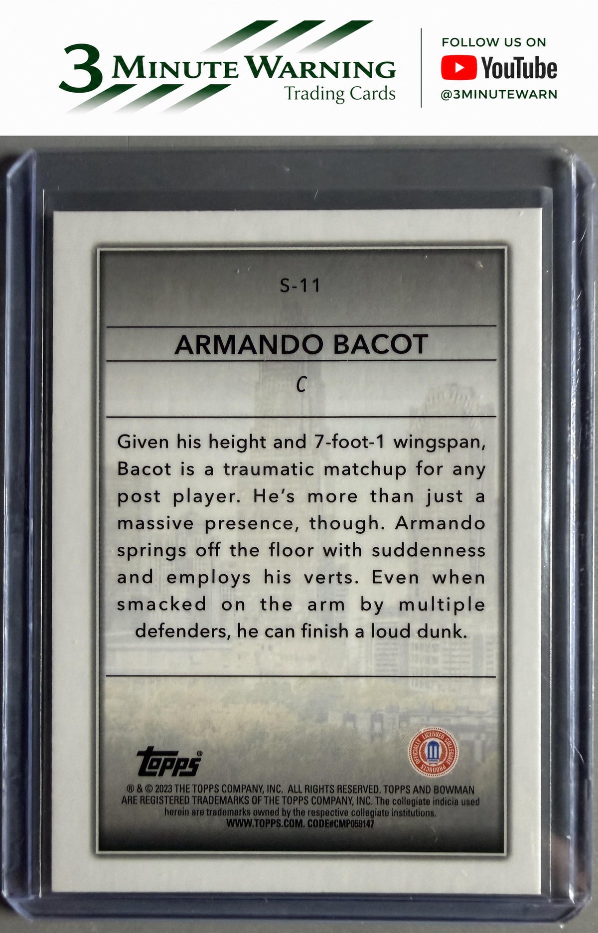 2022-23 Bowman University Chrome #S-11 Armando Bacot Skyscraping