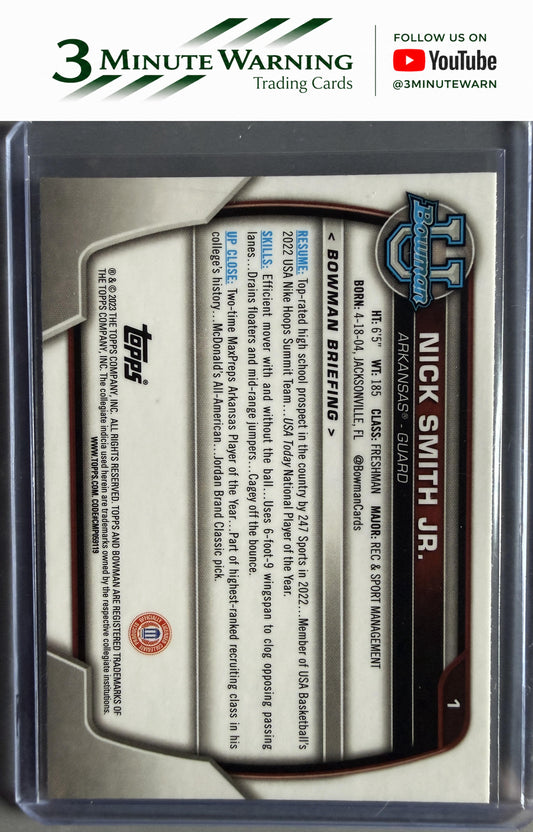 2022-23 Bowman University Chrome #1 Nick Smith Jr.