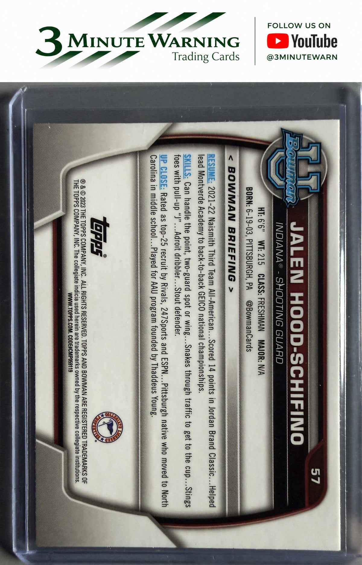 2022-23 Bowman University Chrome #57 Jalen Hood-Schifino Pink
