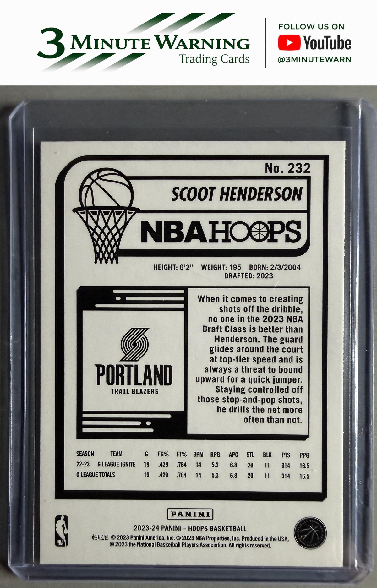 2023-24 Hoops #232 Scoot Henderson