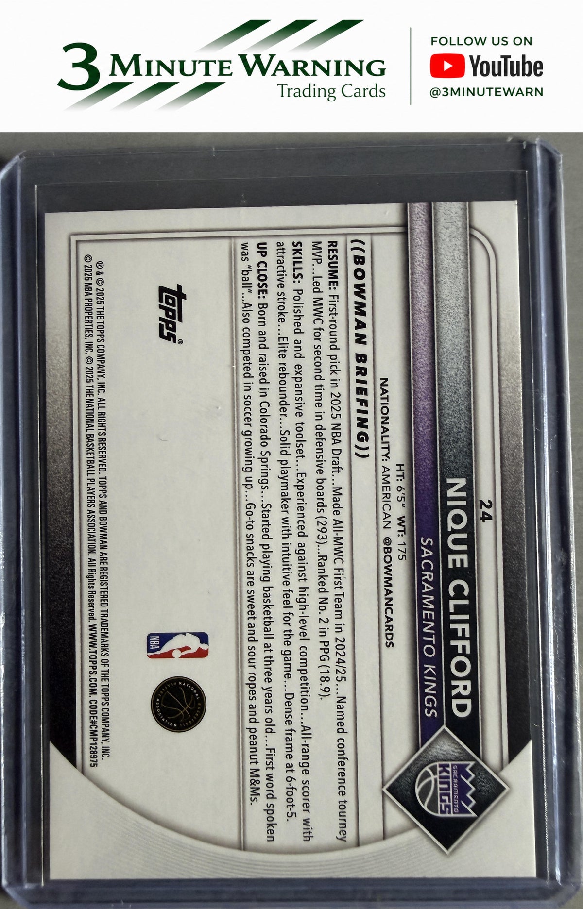 2025-26 Bowman #24 Nique Clifford