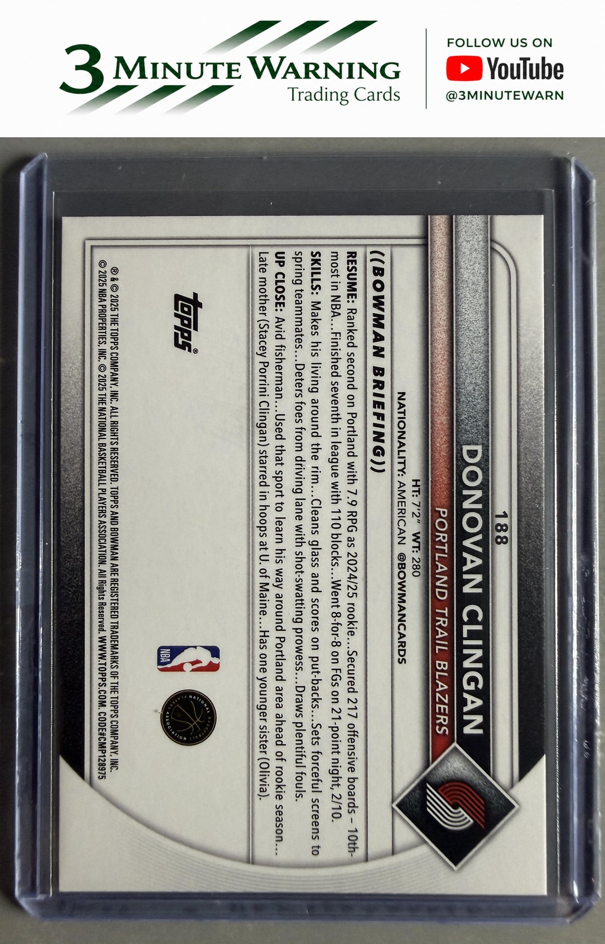 2025-26 Bowman #188 Donovan Clingan