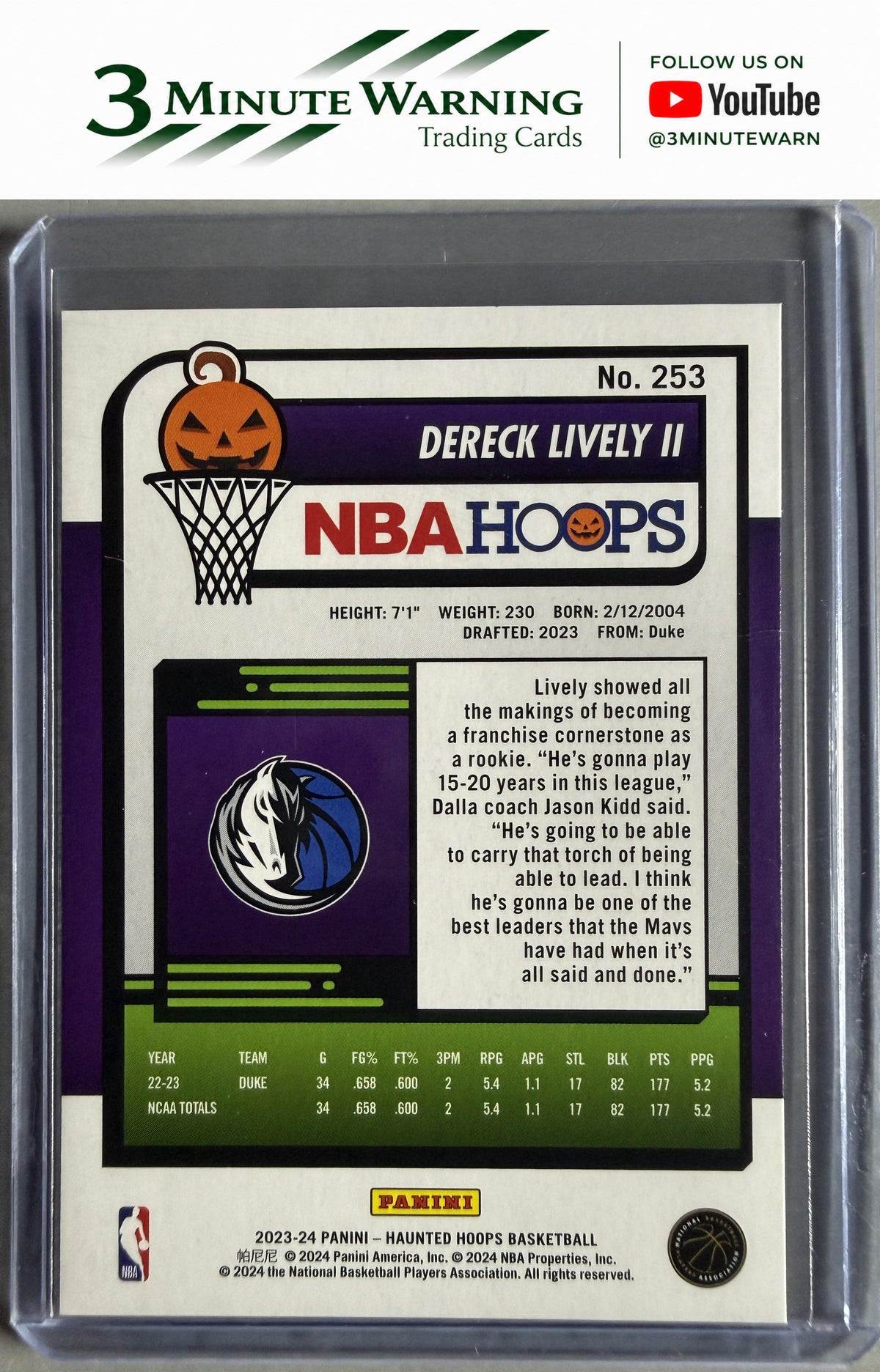 2023-24 Hoops Haunted Hoops #253 Dereck Lively II