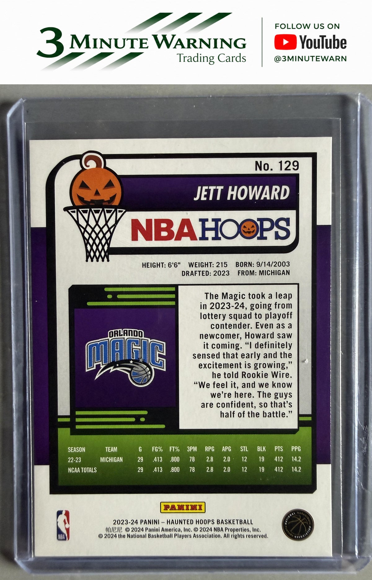 2023-24 Hoops Haunted Hoops #129 Jett Howard