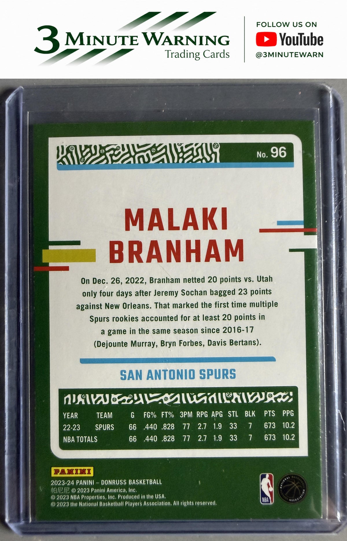 2023-24 Donruss #96 Malaki Branham Green Laser Holo