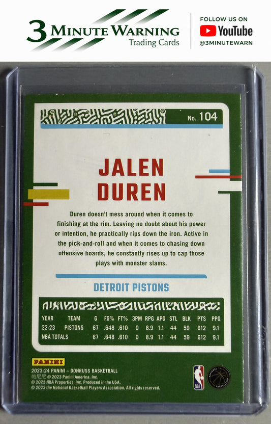 2023-24 Donruss #104 Jalen Duren Green Laser Holo