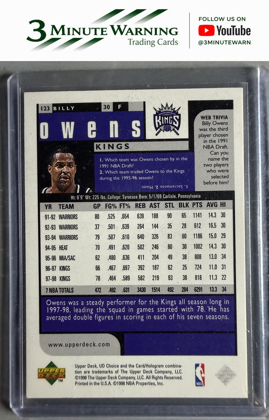 1998-99 UD Choice Preview #123 Billy Owens