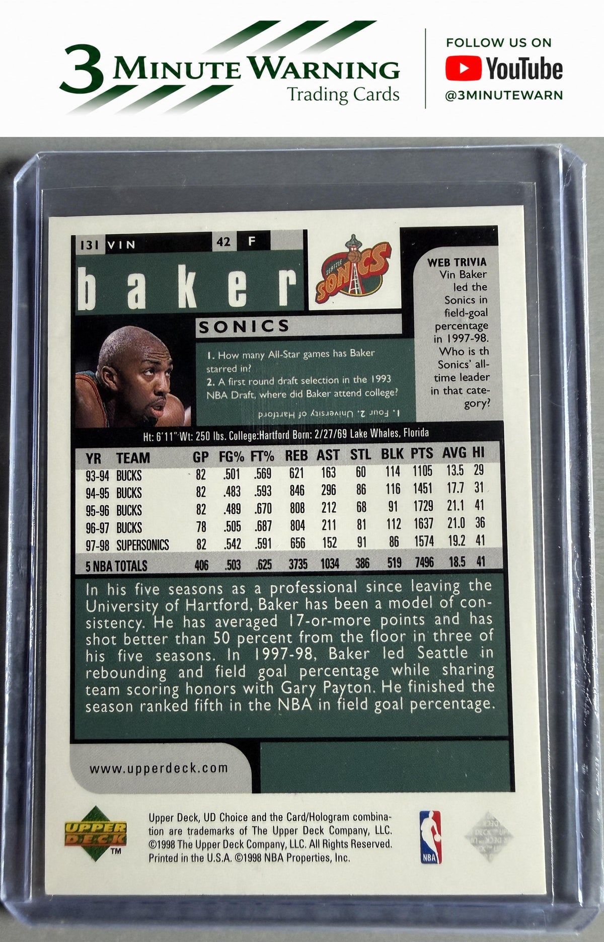 1998-99 UD Choice Preview #131 Vin Baker