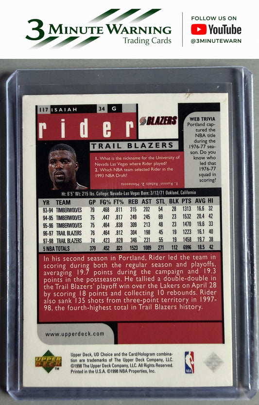 1998-99 UD Choice Preview #117 Isaiah Rider