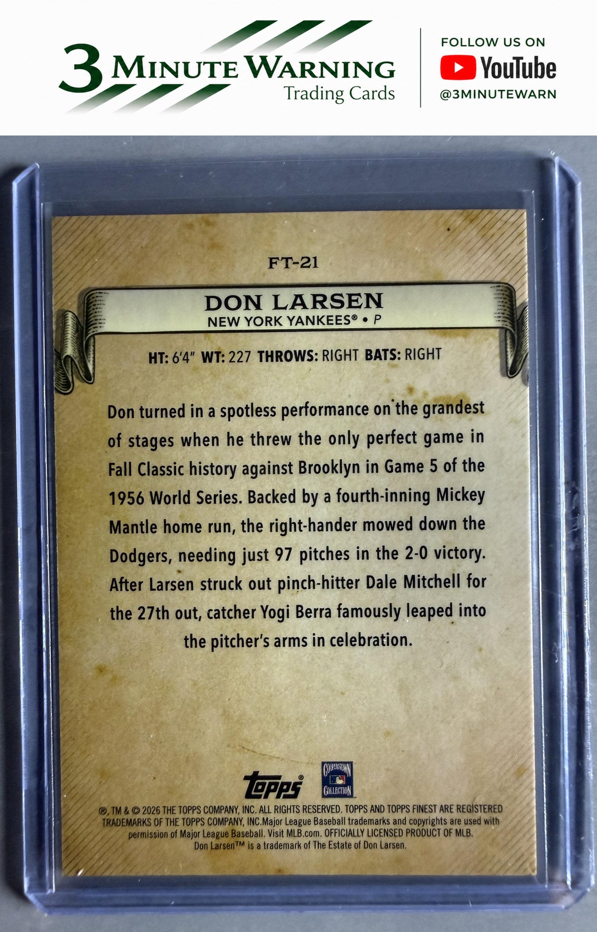 2026 Topps Finest #FT-21 Don Larson Finest Timelines
